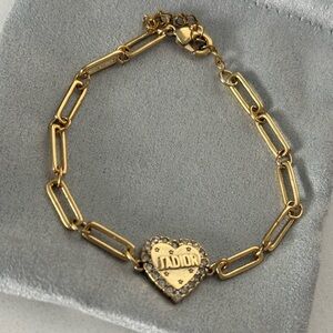 Authentic J'Adior Dior Gold Heart Charm Link Bracelet